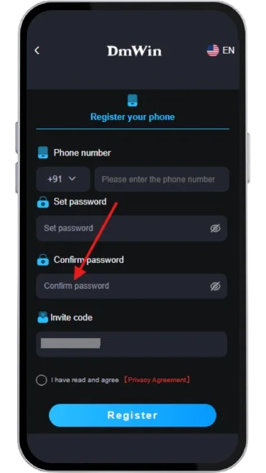  Enter the password again to confirm it